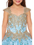 Bliss Girls Gold Coiled Stunning AB Rhinestone Ball Gown 2-16 - SophiasStyle.com